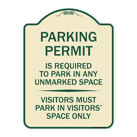 Signmission Parking Permit Is Required to Park in ANY Unmarked Space Visitors Must Park in Visito, TG-1824-23400 A-DES-TG-1824-23400